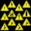 Electricity sign set on black background