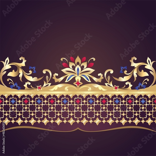 Vector: decorative golden floral ornate border element decorative golden floral ornate border element