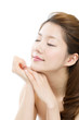 Beautiful asian woman on white background