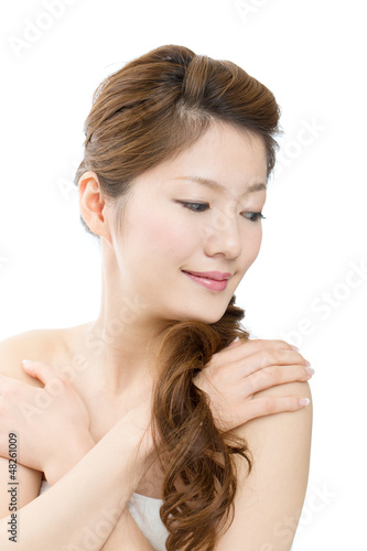 Photo: Beautiful asian woman on white background Beautiful asian woman on white background
