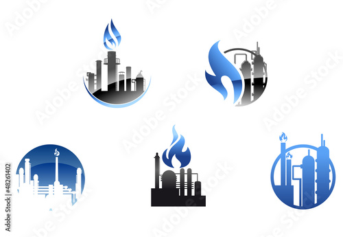 Vector: Refinery factory icons and symbols Refinery factory icons and symbols