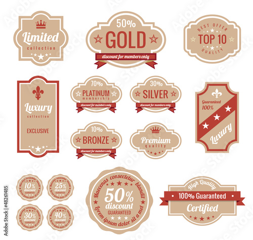 Vector: Vintage Labels set. Retro sticker logo template. Vintage Labels set. Retro sticker logo template.