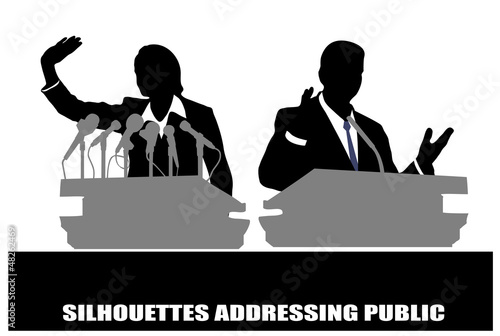 Vector: person before a microphone person before a microphone