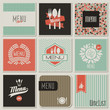 Restaurant menu designs. Retro-styled illustration.