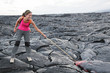 Hawaii Big Island lava tourist on volcano