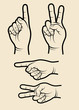 Hand sigs symbol 2, one, two, fingers