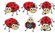 Vector: Smiling ladybugs Smiling ladybugs