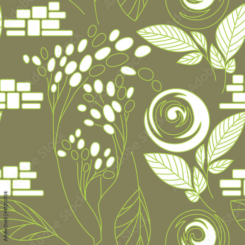 Vector: seamless floral pattern, roses on floral background seamless floral pattern, roses on floral background