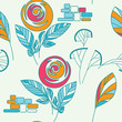 seamless vintage rose rose and fennel ornament pattern