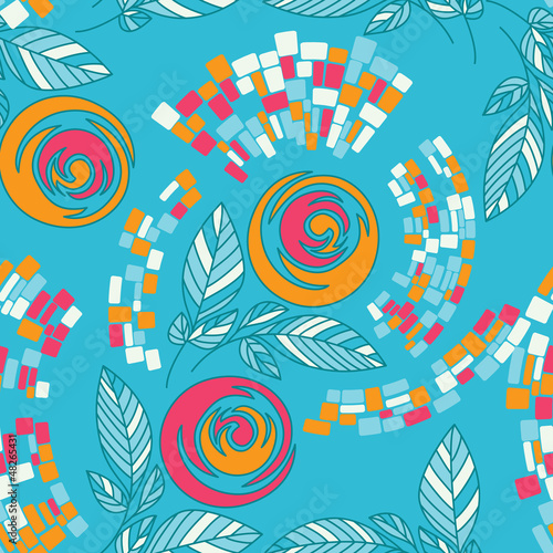 Vector: seamless floral pattern, roses on floral background seamless floral pattern, roses on floral background