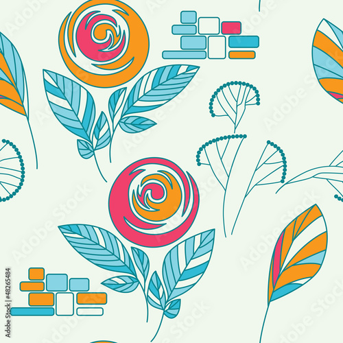 Vector: seamless vintage rose rose and fennel ornament pattern seamless vintage rose rose and fennel ornament pattern