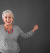 Happy older woman grey hair