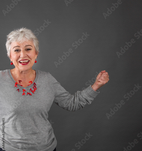 Photo: Happy older woman grey hair Happy older woman grey hair