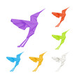 Vektor: Origami hummingbirds, set Origami hummingbirds, set