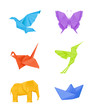 Vektor: Origami set, multicolored Origami set, multicolored
