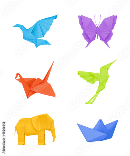 Vector: Origami set, multicolored Origami set, multicolored