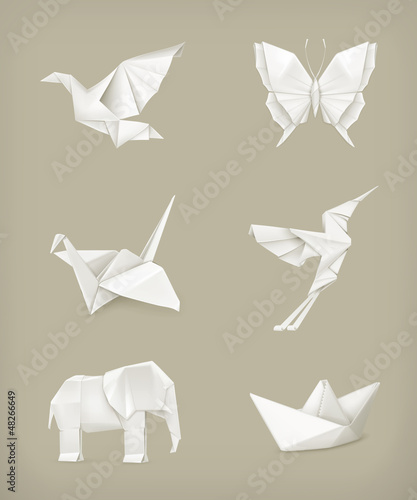 Vector: Origami set, white Origami set, white