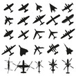 Collection of different airplane icons