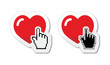 Heart with cursor hand labels - valentines, love