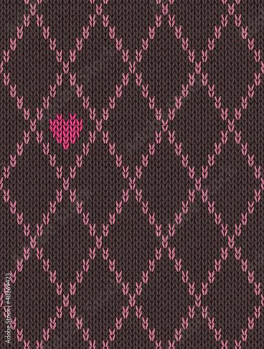 Vector: Style Seamless Pink Brown Color Knitted Pattern Style Seamless Pink Brown Color Knitted Pattern
