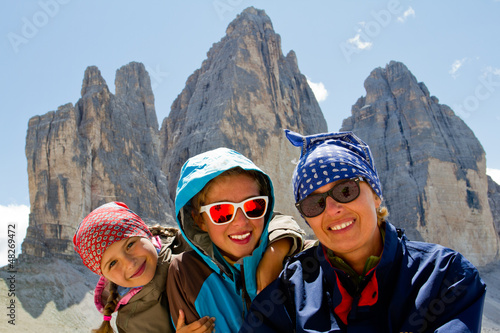 Photo: Family on hike, Tre Cime di Lavaredo - Dolomite - Italy Family on hike, Tre Cime di Lavaredo - Dolomite - Italy