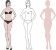 Vector illustration of woman's figure.Three options