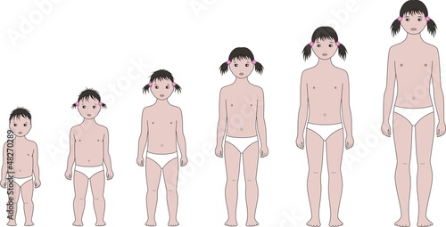 Vector: Vector illustration of woman-child's figure from 1 to 10 years Vector illustration of woman-child's figure from 1 to 10 years
