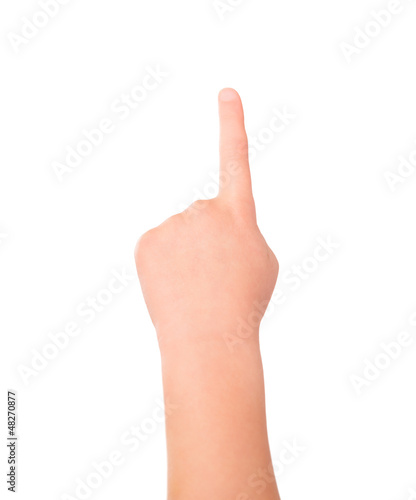 Photo: Touching or pointing child hand gesture Touching or pointing child hand gesture