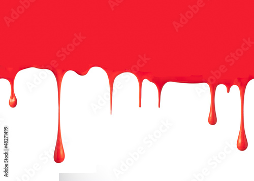 Photo: Paint dripping isolated on white Paint dripping isolated on white