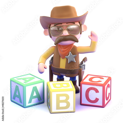 Illustration: Cowboy plays with the alphabet Cowboy plays with the alphabet