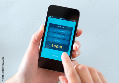 Photo: Login form window on mobile phone Login form window on mobile phone