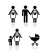Pregnant woman vector icons set