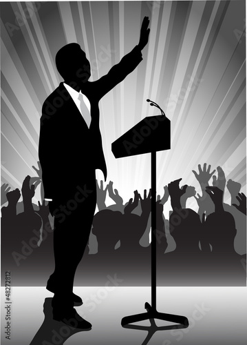 Vector: person before a microphone person before a microphone