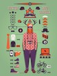 Hipster info graphic background,hipster elements and icons,