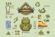 hiking equipment info graphics,mountain icons,