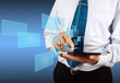 business man with tablet and virtual icon