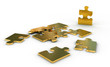Metallic jigsaw puzzle with an outstanding golden piece