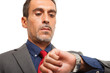Businessman checking time