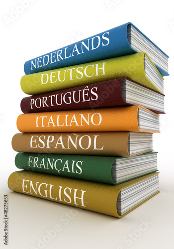 Illustration: Stack of dictionaries, learning language Stack of dictionaries, learning language