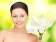 lovely woman with lily flower