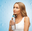 young beautiful woman with  bottle of water