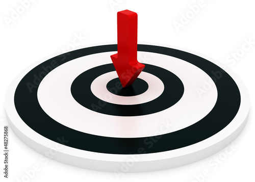 Illustration: arrow Hitting A Target, Isolated On White Background, arrow Hitting A Target, Isolated On White Background,