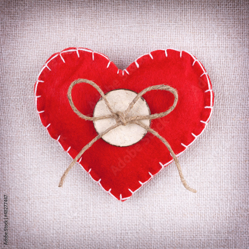 Photo: Red heart with button and bow Red heart with button and bow