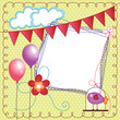 Digital scrapbook layout photo frames with bird cage