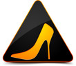 Warning sign with woman shoe
