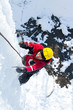 Ice climbing the waterfall.