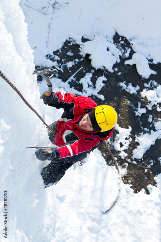 Photo: Ice climbing the waterfall. Ice climbing the waterfall.