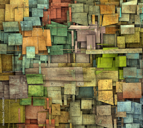 Illustration: fragmented multiple color square tile grunge pattern backdrop fragmented multiple color square tile grunge pattern backdrop
