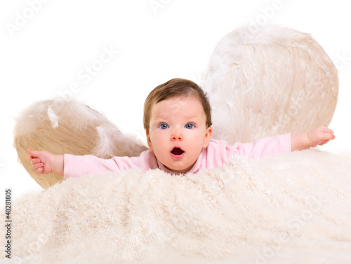 Photo: baby girl angel with feather white wings baby girl angel with feather white wings