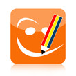 Illustration: Positive thinking icon with smiley face and pencil Positive thinking icon with smiley face and pencil